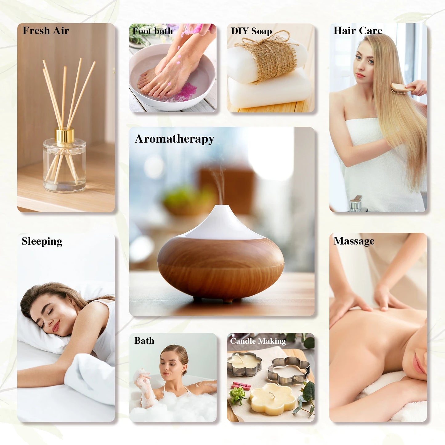 10ML Essential Oil Lavender Jasmine Eucalyptus Vanilla Sandalwood Bergamot Rosemary Citronella Cinnamon Fragrance Oil