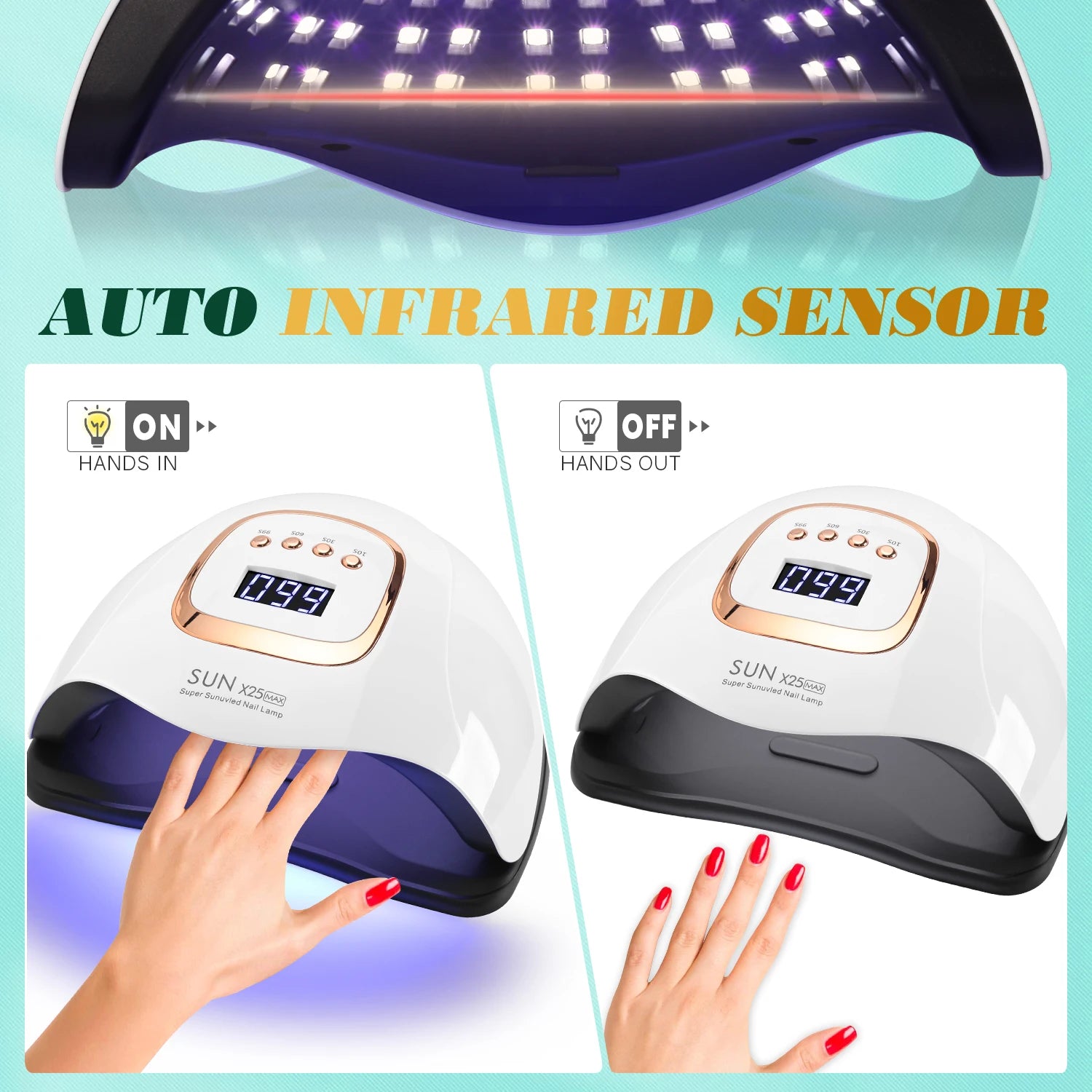 380W 81LEDS UV LED Nail Lamp Nail Dryer for Gel Polish 4 Setting Timers UV Nail Lamp Professional Nail Light Automatic Sensor
